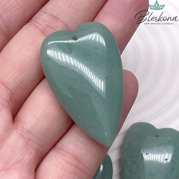25*40 мм Подвеска Сердце Зеленый Авантюрин 