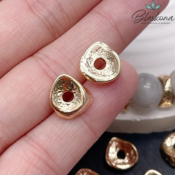 4*10 мм Цвет золото, Бусина-разделитель волна фриформ 