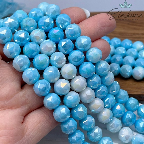 Стекло Lux голубое огранка острая 10 мм