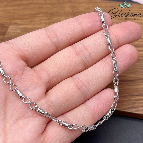 Цепь №21 цвет серебро бесконечность 9*4 мм