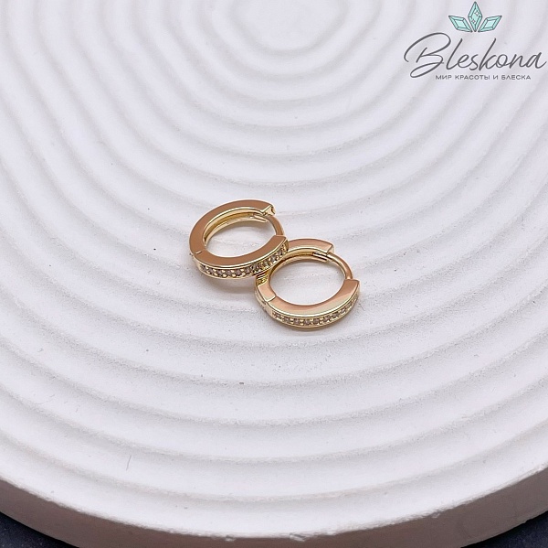 13 мм, цвет Золото, Швензы бублик стразы Люкс