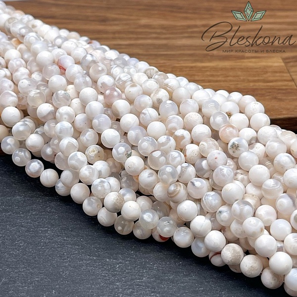 Агат белый с узором 6 мм