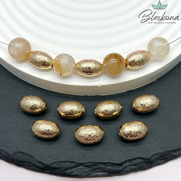 12*8 мм Цвет золото, Бусина-разделитель рис фактурный