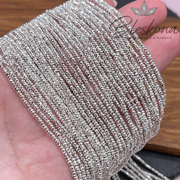 2*1 мм светлое серебро, Гематин имитация рондель алмазная огранка