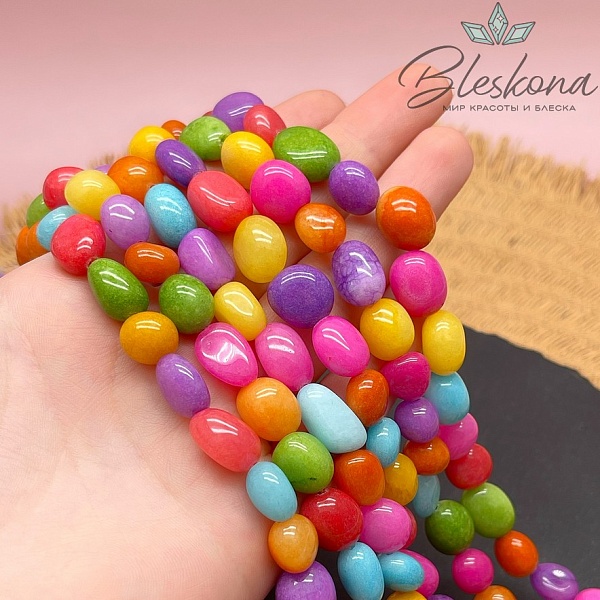 Агат тонированный микс галтовка (10-14)*(6-10) мм