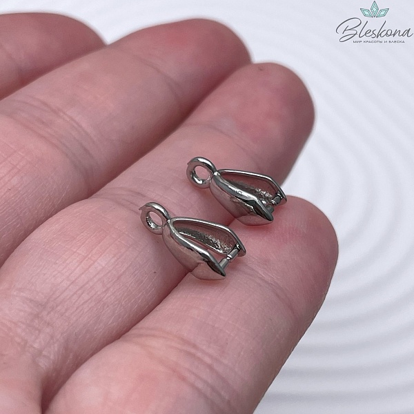 12*3,8 мм Цвет серебро, Бейл Зажимной гладкий Люкс