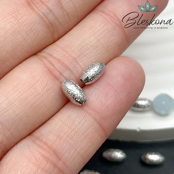 7*4 мм Цвет серебро, Бусина-разделитель рис фактурный