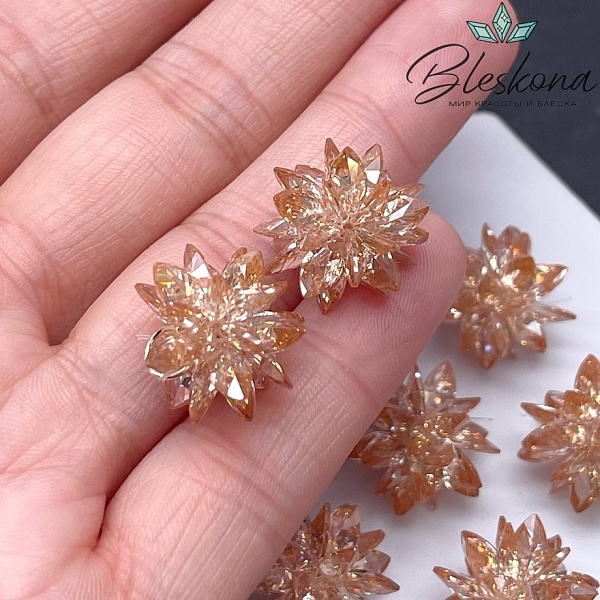 15*17 мм, Подвеска Циркон шампань ежик (кубический цирконий, фианит) 