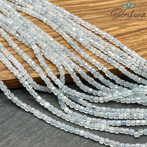 2 мм Аквамарин форма куб,огранка