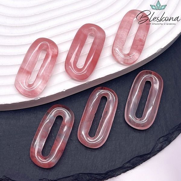 30*14 мм Подвеска овал Кварц Вишневый