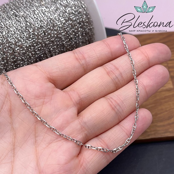 Цепь №73-2 цвет серебро 3,6*2 мм