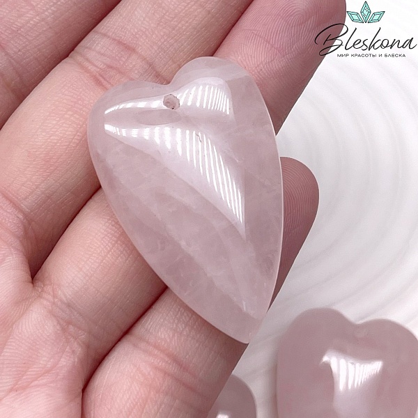25*40 мм Подвеска Сердце Розовый кварц 