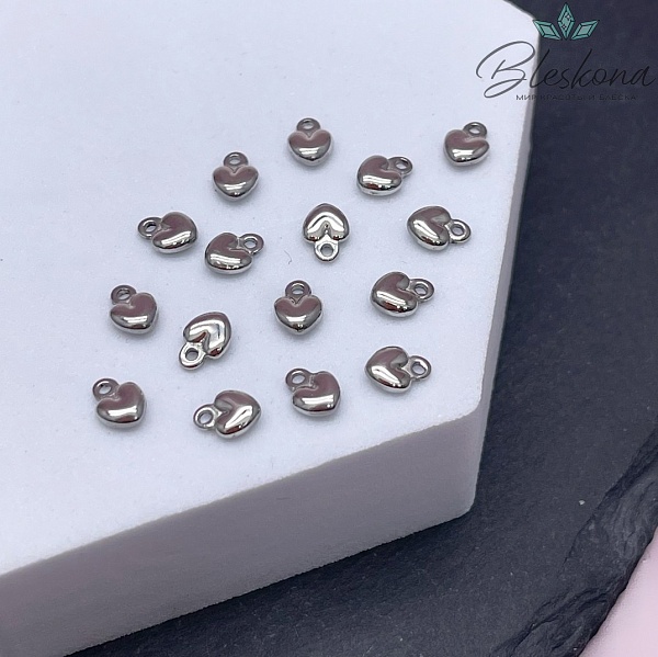 6*4 мм Цвет серебро, Подвеска Сердце