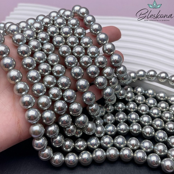 Жемчуг Майорка цвет светло-серый хамелеон 10 мм