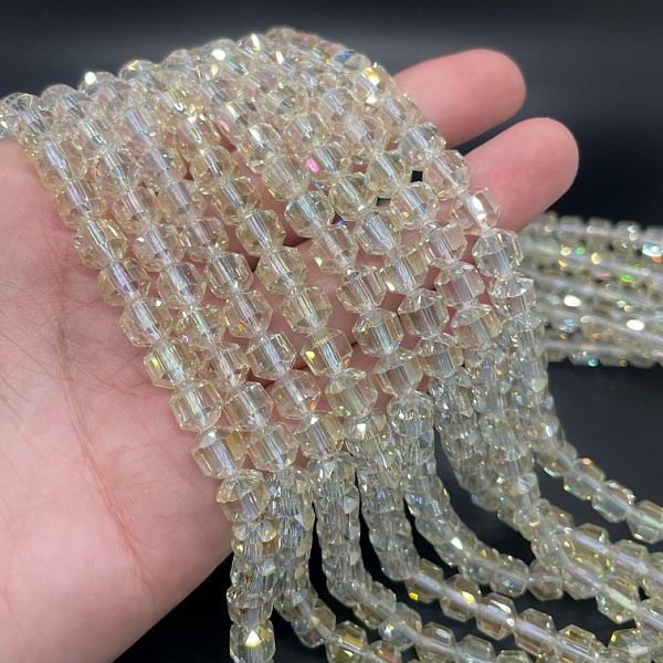 7 мм Стекло Lux, многогранник, цвет песочный с переливом