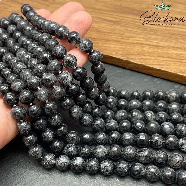 Кварц Рутиловый Турмалиновый №4 8 мм