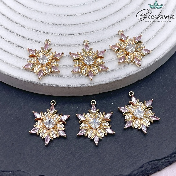 20,6*16,5 мм Цвет золото, Подвеска цветок цирконы