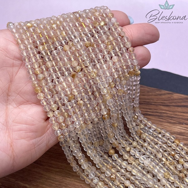  Кварц Рутиловый алмазная огранка 4 мм
