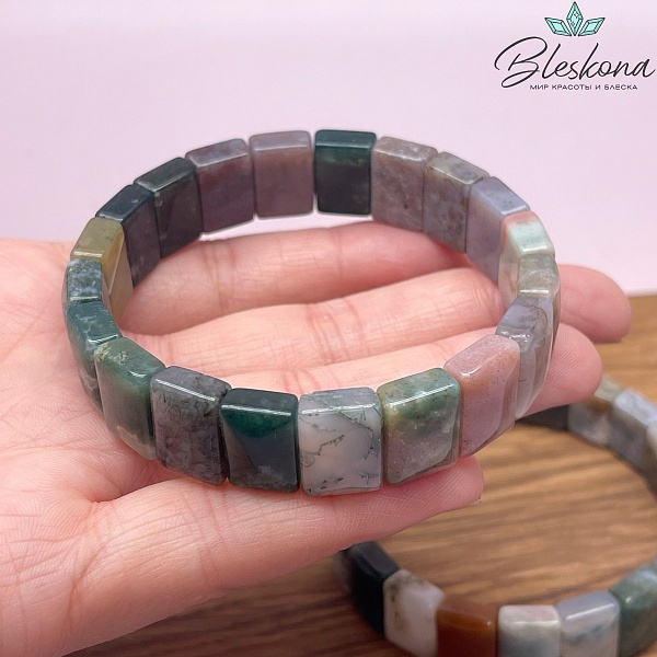 Агат индийский прямоугольник с двумя отверстиями 14*10 мм