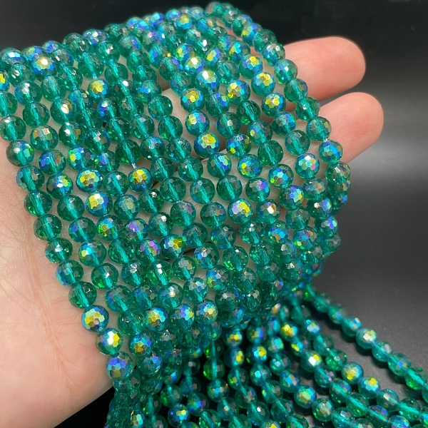 6 мм Стекло Lux, шар, цвет зеленый с переливом