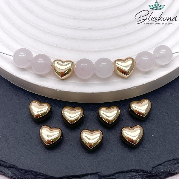 9,4*8,4 мм Цвет золото, Бусина сердце гладкое