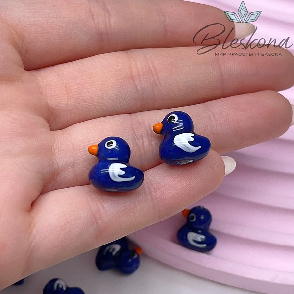 12*12,5 мм Керамика бусина уточка синяя