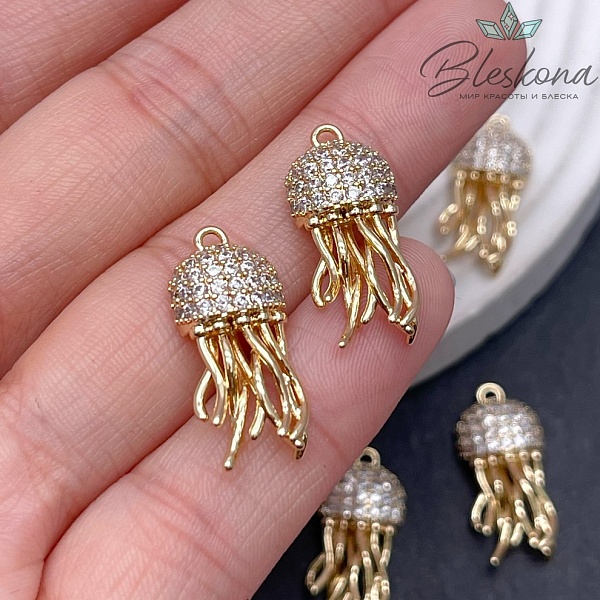 23*10,5 мм Цвет золото, Подвеска Медуза с цирконами