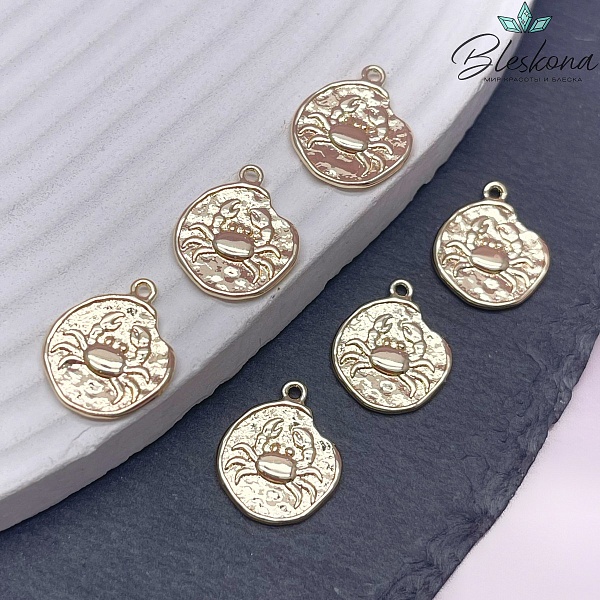 14 мм, цвет золото, Подвеска Рак Р16679