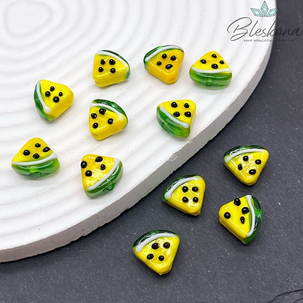 12*14 мм Бусина арбуз желтый