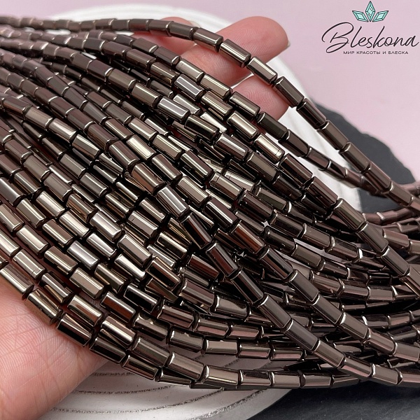 8*4 мм Гематин имитация, коричневый №1 (шоколадный), прямоугольник мягкие грани