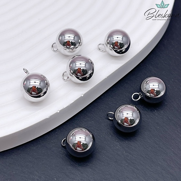 12 мм Цвет серебро, Подвеска шар 