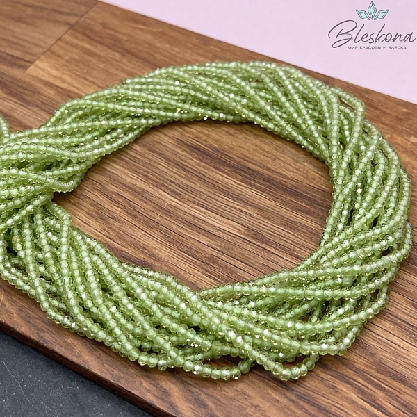 Хризолит рондели алмазная огранка 2*3 мм