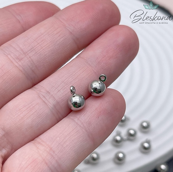6 мм Цвет серебро, Подвеска шар
