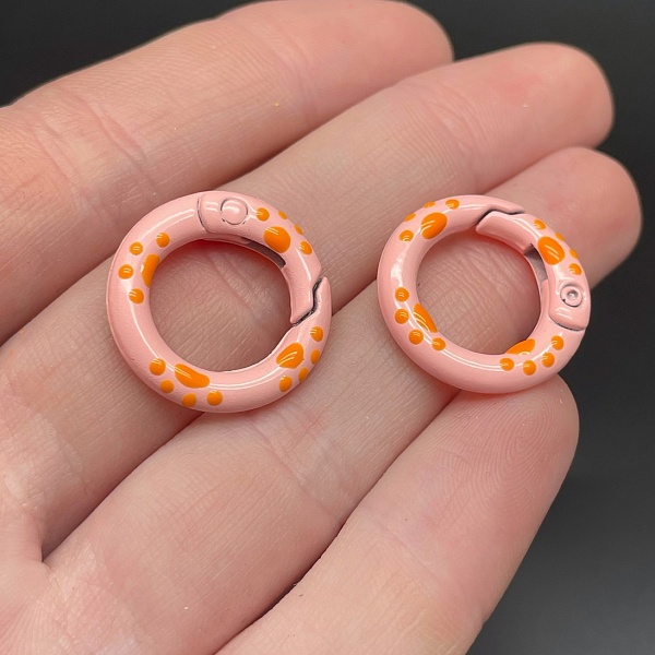 20мм , Замок круг капли розовая эмаль