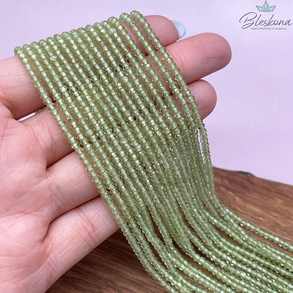 Хризолит рондели алмазная огранка 2*3 мм