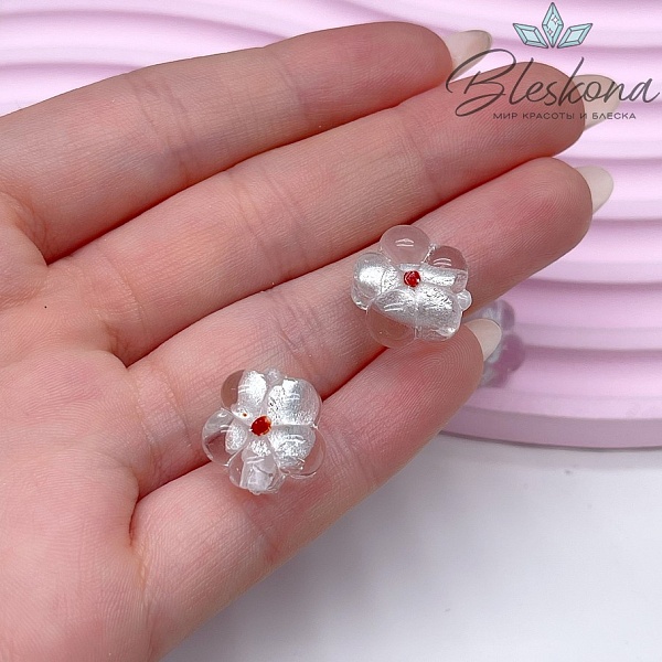 14,5 мм Бусина цветок прозрачный серебро