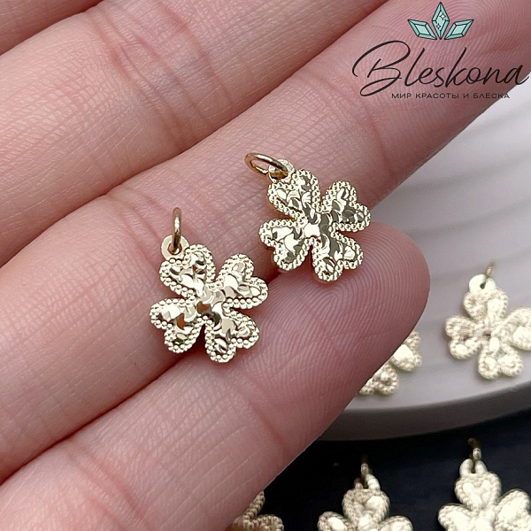 11,5*10 мм Цвет золото, Подвеска Клевер фактурный