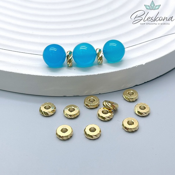 ⌀5,5мм, цвет золото,Бусина - разделитель резная Люкс уп.10шт