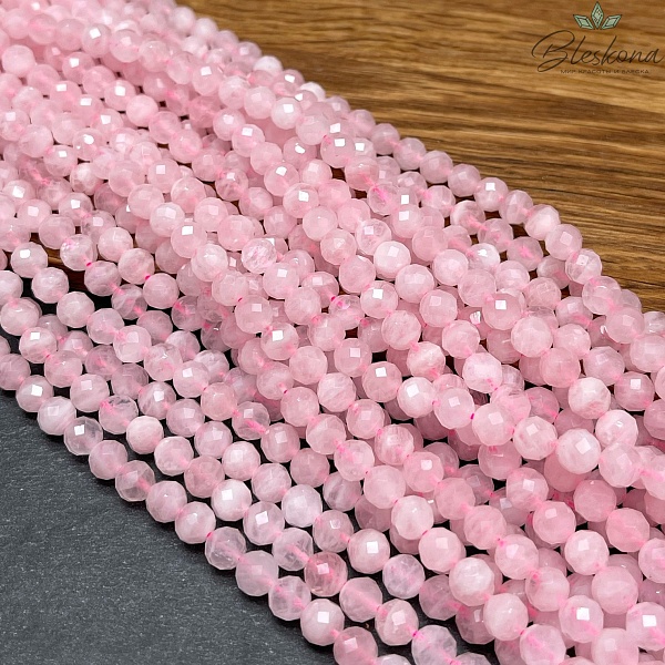 Мадагаскарский Розовый кварц алмазная огранка 6,5 мм 
