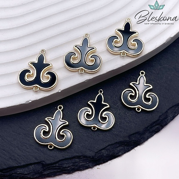 18*16 мм Цвет золото, Коннектор черная керамика Этно №24