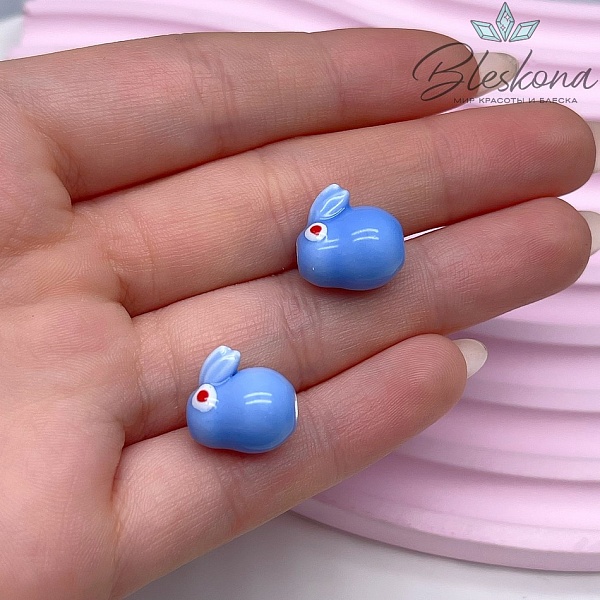 13 мм Керамика бусина кролик светло-синий