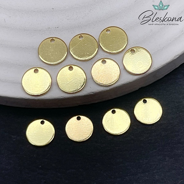 8 мм Цвет золото, Подвеска круг гладкий Люкс 