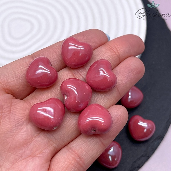 17 мм Бусина сердце, керамика цвет красная терракота