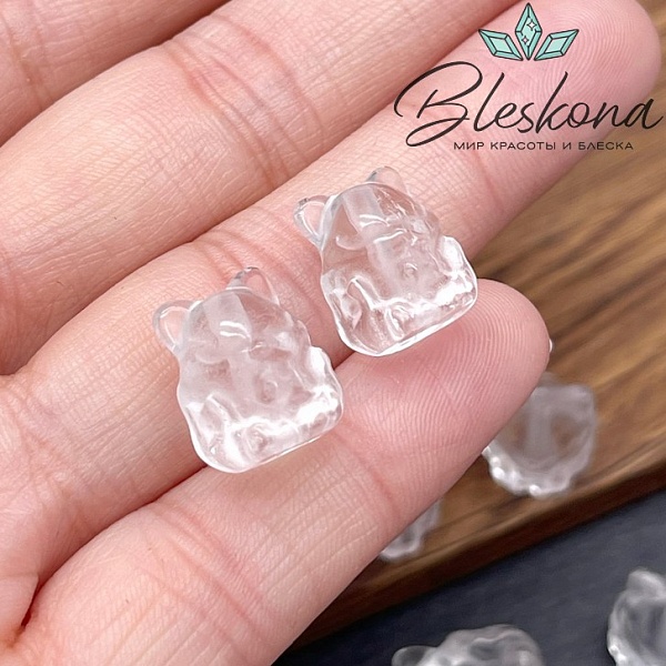 14*11 мм Резная Бусина Девятихвостая Лиса №3 Горный Хрусталь