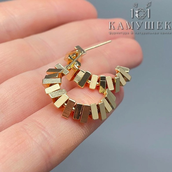 21,5мм, цвет золото, Пусеты бруски