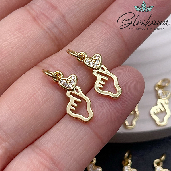 16*7 мм Цвет золото, Подвеска Love цирконы