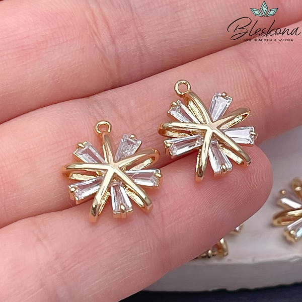 14*16мм Цвет золото, Подвеска цветок цирконы 