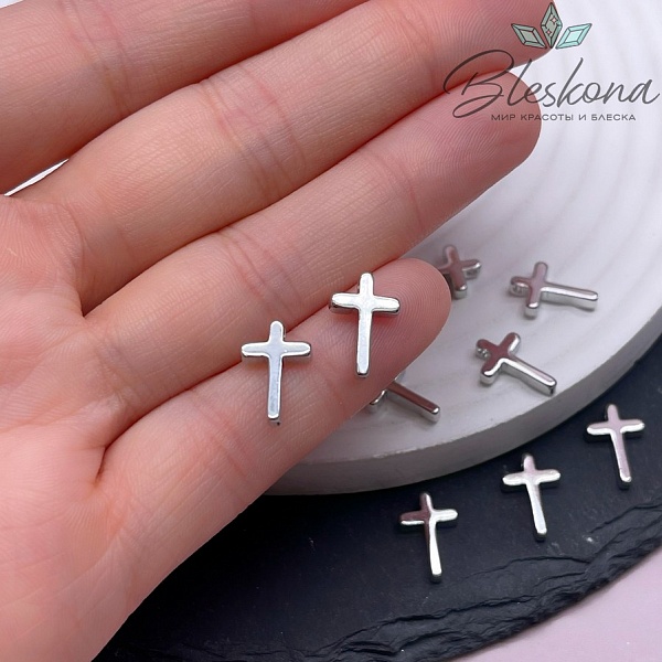 13*8,5 мм Цвет серебро, Подвеска Крест 