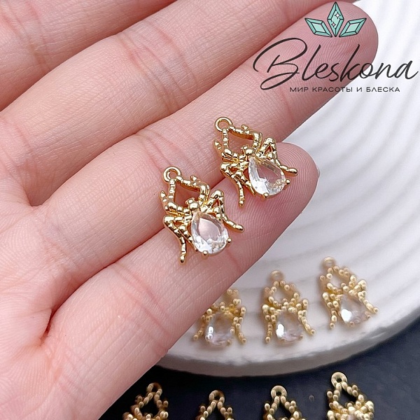 16,4*11 мм Цвет золото, Подвеска Паук с цирконом