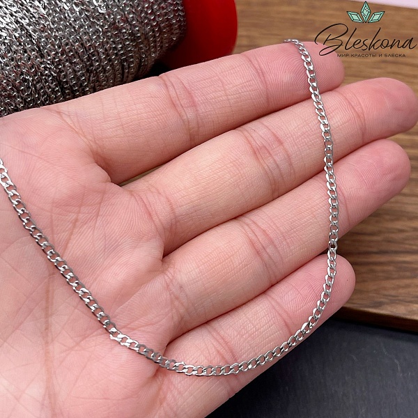 Цепь №143 цвет серебро 2,7*2 мм 